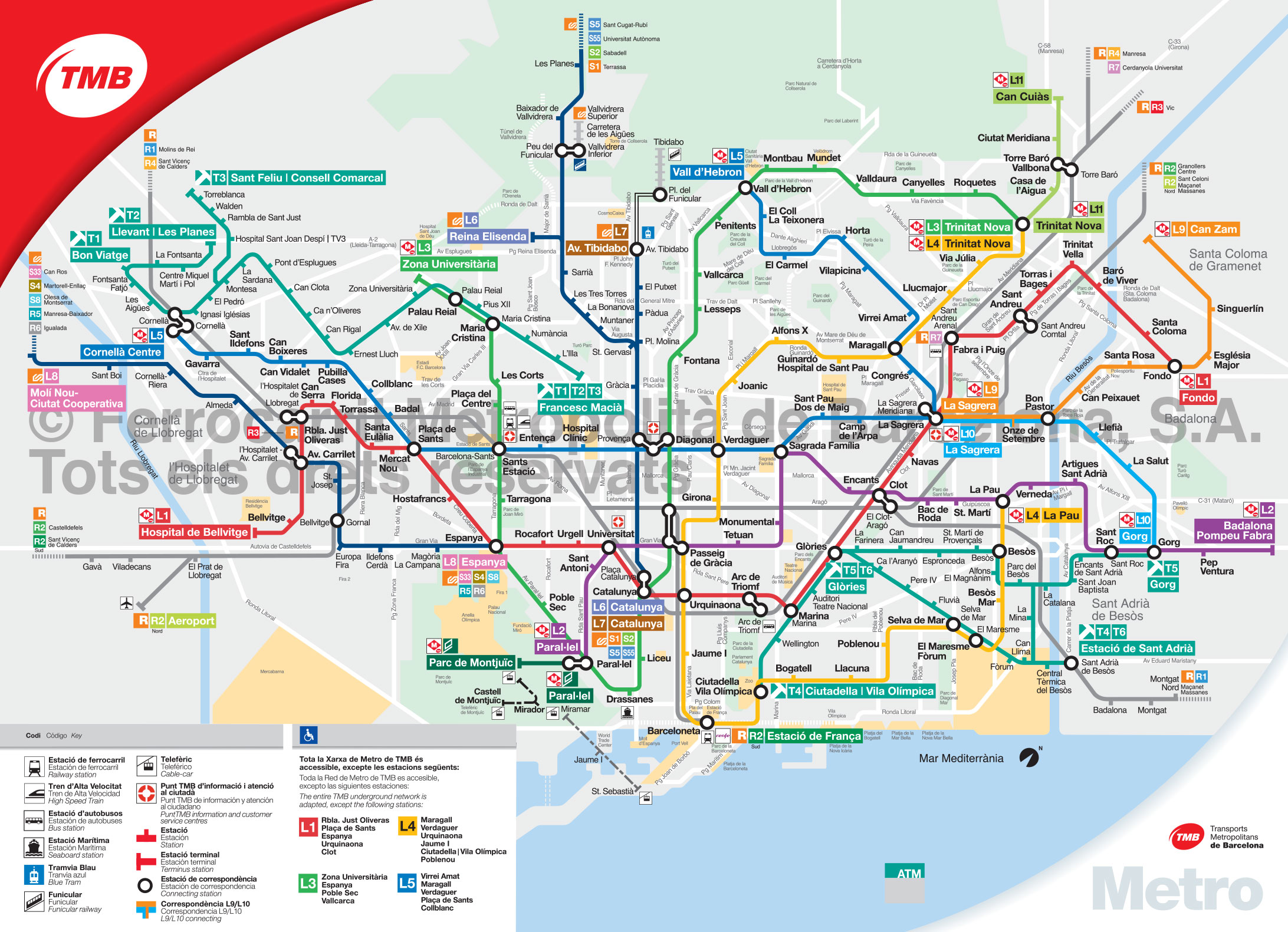 Plan et carte du métro de Barcelone stations et lignes