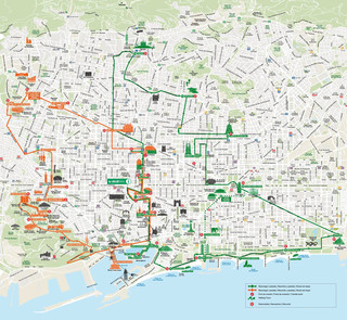 Map of Barcelona hop on hop off bus tour with Barcelona City Tour