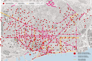 Map of Bicing Barcelona, bike stations, bike hire